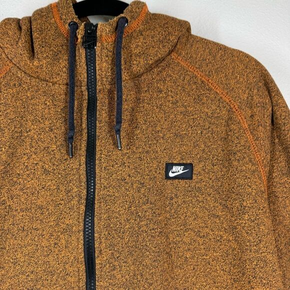 Nike French Terry Shoebox Full-Zip Hoodie Heathered Orange Mens Large 678560-891 - Picture 2 of 7